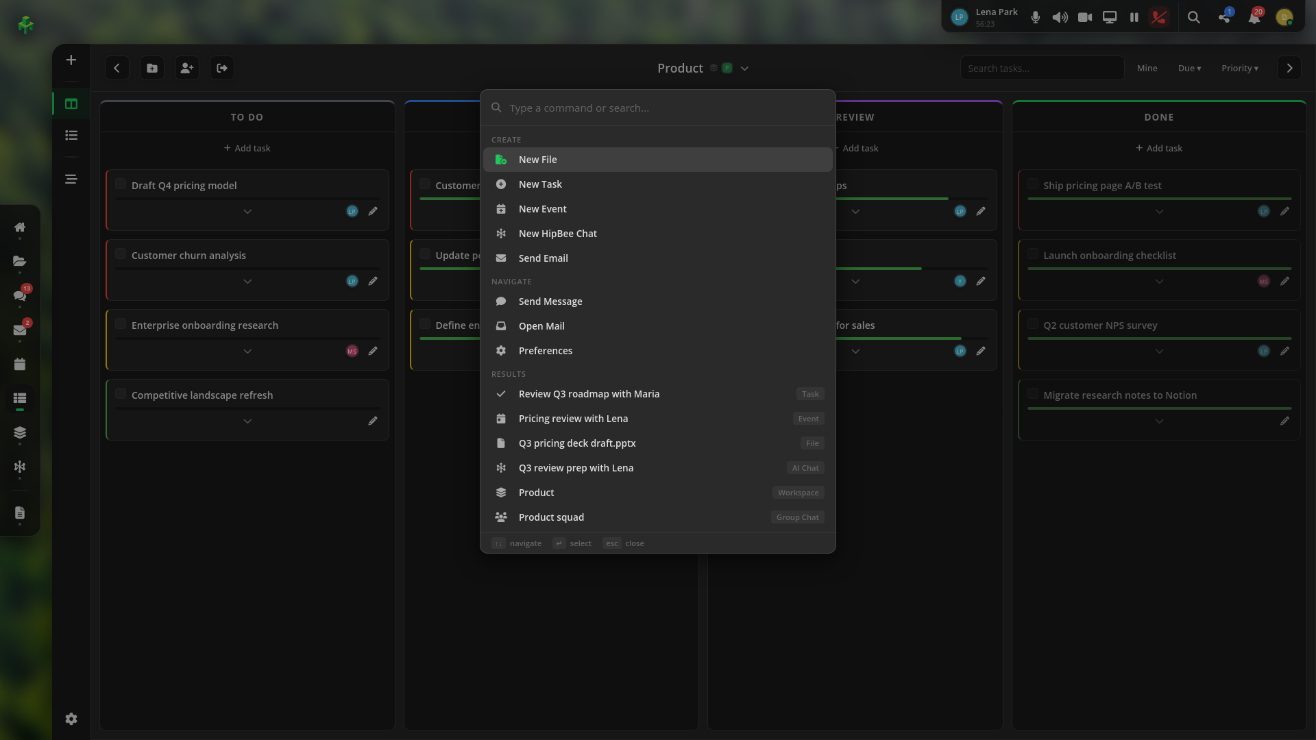 Quick Actions palette screenshot